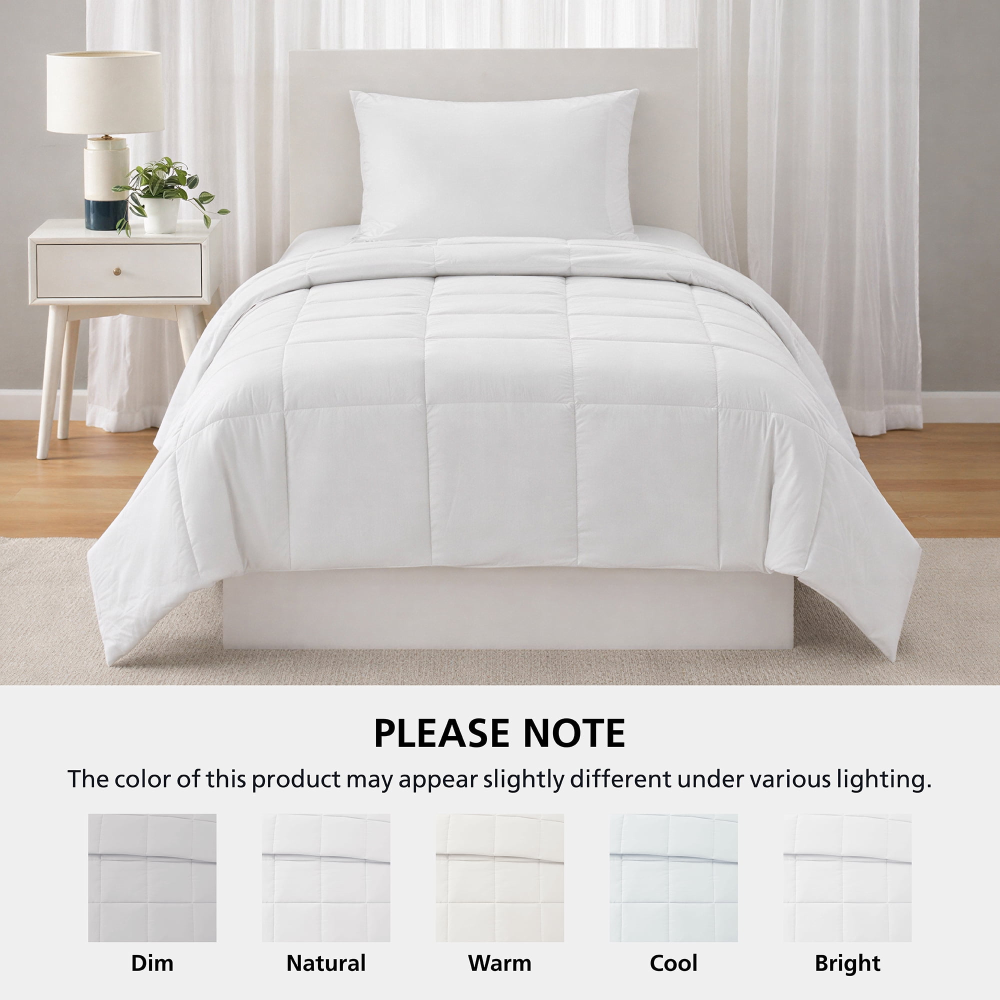 Mainstays Twin/Twin XL Comforter, Down Alternative, All-Season, White