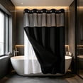 thumbnail image 4 of Waffle Weave Double Layer Shower Curtain, Waterproof Polyester Fabric Bathroom Curtain with Detachable Liner & Metal Grommets, No Hook Installation, Quick-Dry, Machine Washable, 72 x 36 Inches, 4 of 6