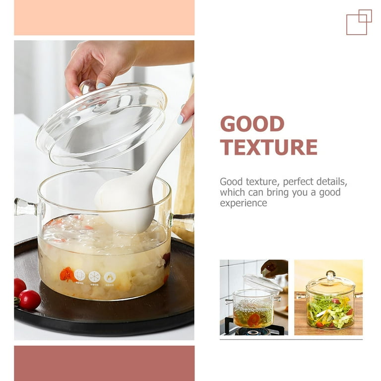 Glass Cooking Pot Transparent Glass Saucepan Heat Resistant Stockpot with  Lid for Home