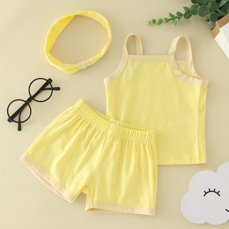 ZHAGHMIN Girl Valentines Day Outfit Baby Girls Boys Sleeveless Strap Vest T  Shirt Tops Shorts Headband 3Pcs Outfits Clothes Set Checke Crop Top Kids