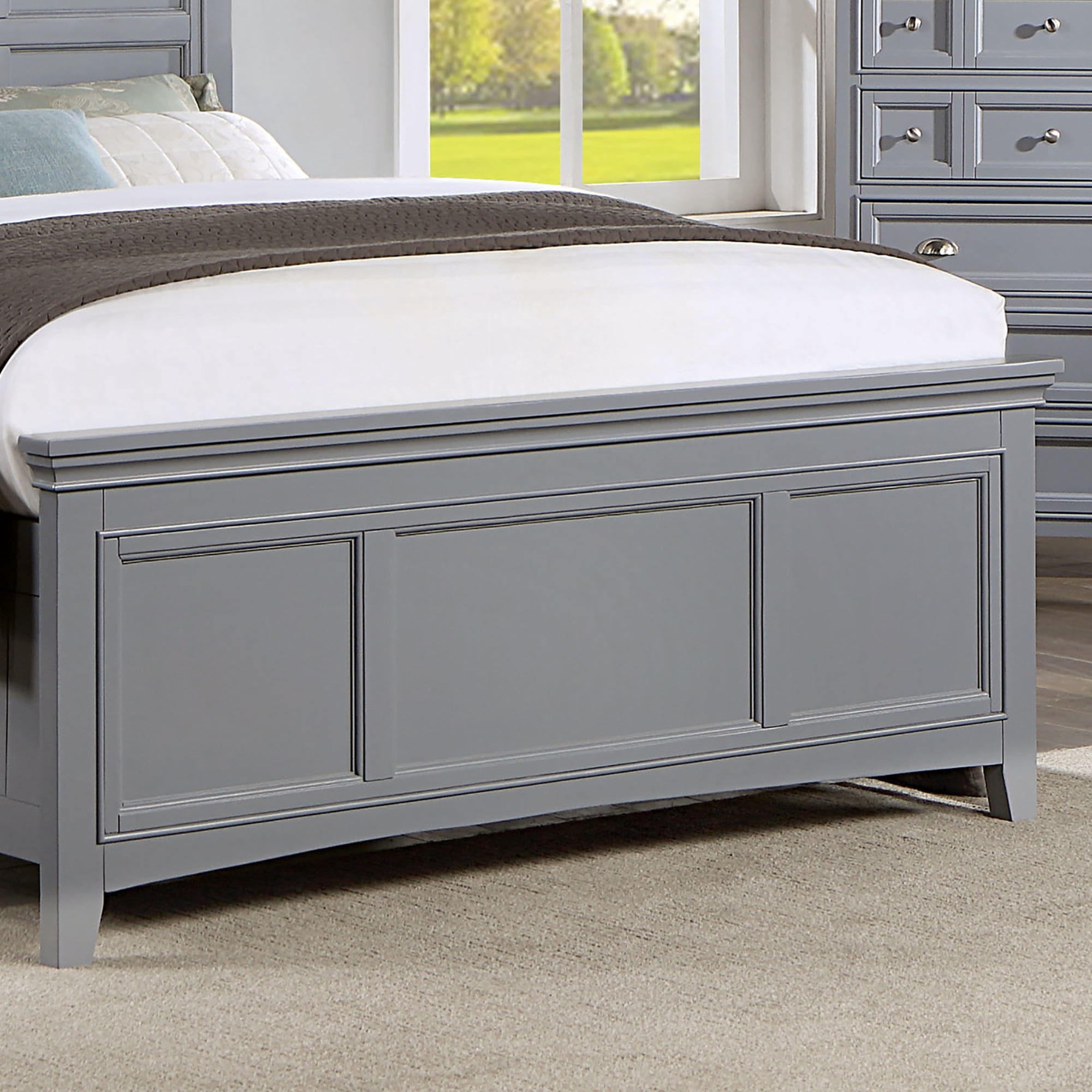 Furniture of America Senoma Kids Solid Wood Full Size Platform Bed, Gray