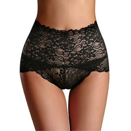 

Women Solid Stretched High Waist Sheer Lace Panties Knickers Thongs Underwear