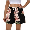 thumbnail image 4 of Karight Womens Floral Print Elastic Waist Shorts Lightweight Flowy Lounge Sleep Shorts with Drawstring, 4 of 5