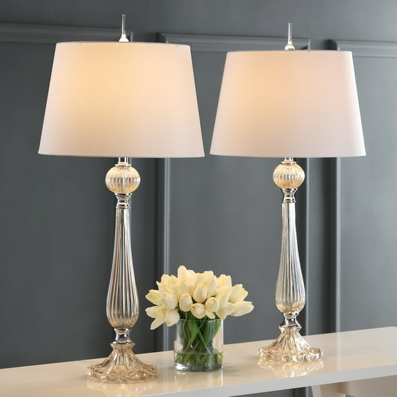 JONATHAN Y Chloe 32.5" Glass LED Table Lamp, Champagne (Set of 2), JYL2067A-SET2