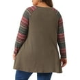thumbnail image 4 of DARING DIVA Women's Plus Size Long Sleeve Color Block Knit Tunic 2X Coffee, 4 of 6