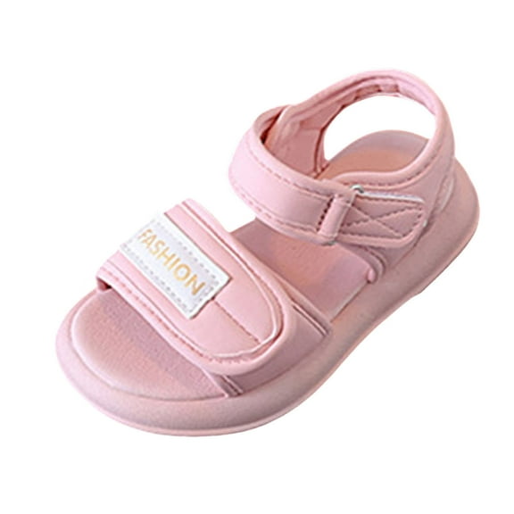 Zanarzt Flower Girl Sandals Unisex Kids Summer Sandals Comfort Anti Slip Open Toe Adjustable Walking Beach Shoes Pink,US 8