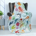 thumbnail image 4 of Marine Soft Flannel Fleece Blanket, Bunch of Sea Animals Submarine Crabs Squid Lobster Octobus Seaweed Starfish Stingray, Cozy Plush for Indoor and Outdoor Use, 60" x 80", Multicolor, by Ambesonne, 4 of 5