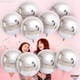 thumbnail image 2 of Big, Silver Metallic Balloons Kit - Pack of 12 | Giant 22 Inches 360 Degree Round Silver Mylar Balloons | 4D Sphere Metallic Silver Balloons | Silver Balloons for Birthday, New Year Decorations 2023, 2 of 5