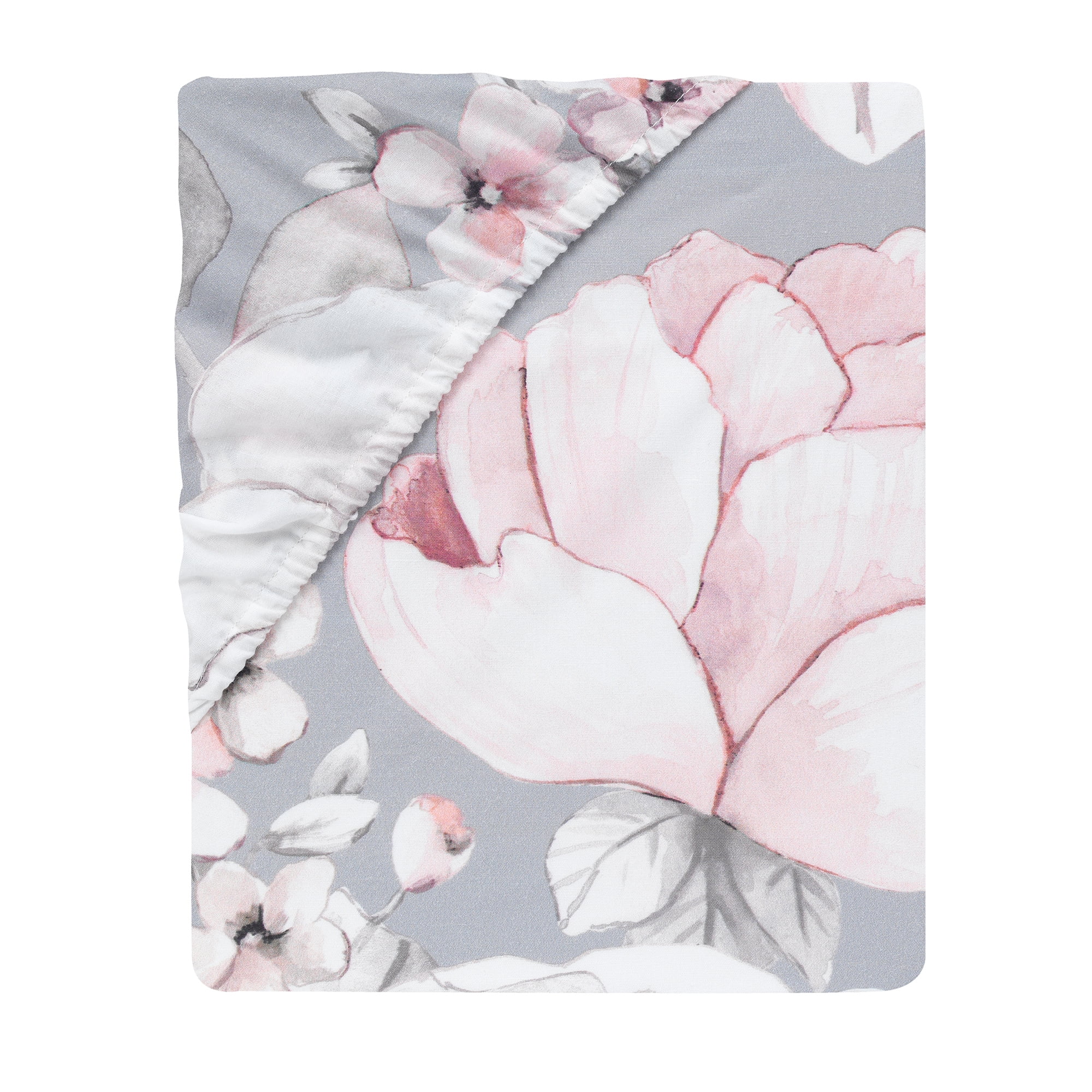 Lambs & Ivy Signature Botanical Baby Watercolor Floral Cotton Crib Sheet - Gray