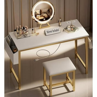 Glam Mirrors Crystal Makeup Vanity Set - Includes Dimmable Crystal  Hollywood Mirror + Chair + Makeup Table with Three Drawers - Walmart.com