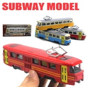 Porfeet Classic Train Tram Diecast Pull Back Model with LED Music Developmental Kids Toy,Red Grey*