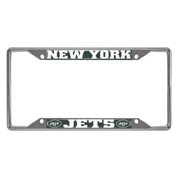Fan Mat License Plate Frame 21569 NFL New York Jets; Chrome Plated; Metal