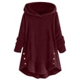 thumbnail image 1 of FAIWAD Fleece Long Hooded Sweatshirts for Women Long Sleeve Plus Size Fuzzy Button Pullover Tops, 1 of 4