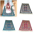 thumbnail image 2 of Muslims Carpet Blanket Prayer Rugs with Tassels Mat 70x110cm Portable Lap Rugs Flower Pattern Kneeling Carpet, 2 of 9