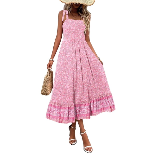 Vestido largo Zeagoo 2025 para mujer con bolsillos y estampado floral
