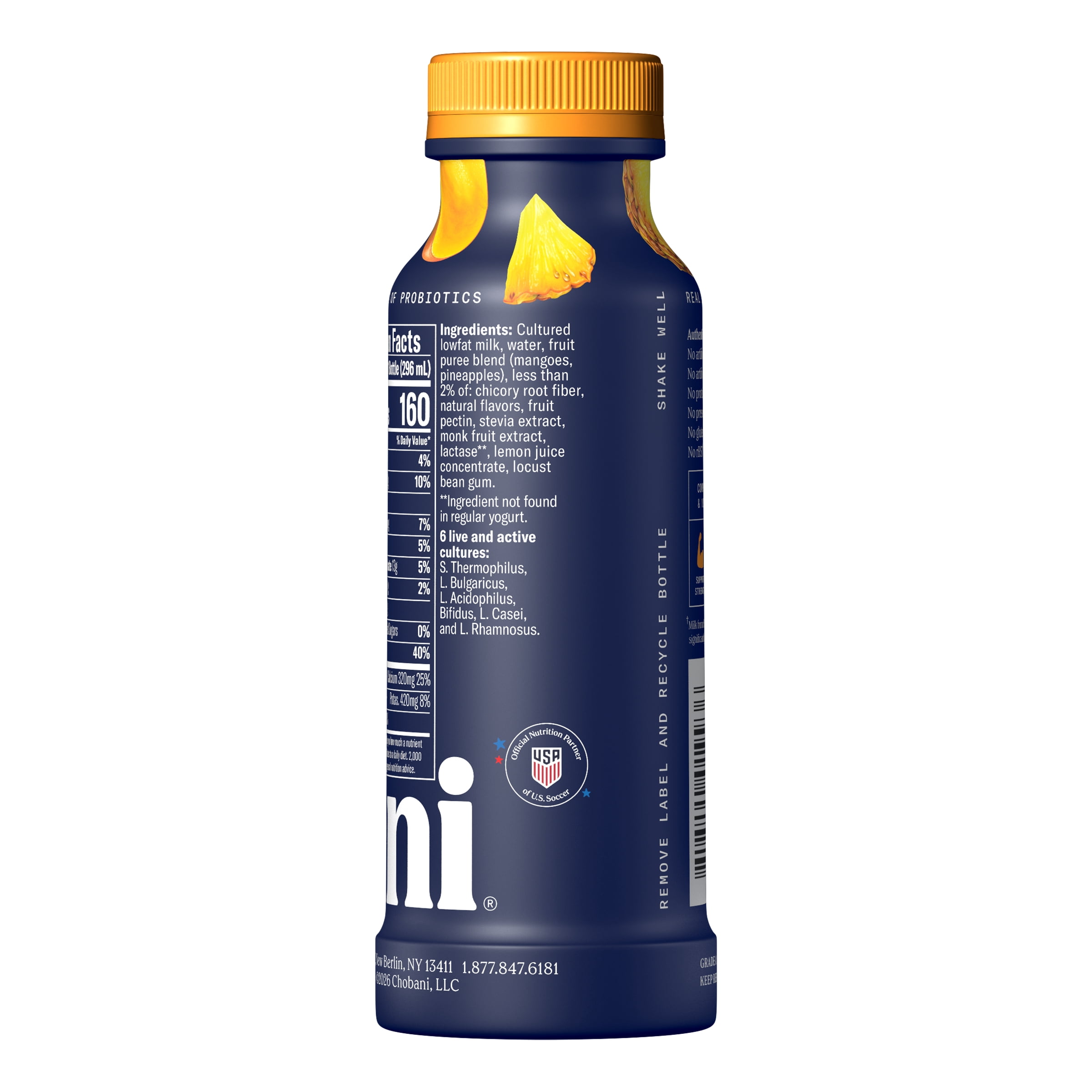 Chobani 20G Protein Low-Fat Greek Yogurt Drink, Mango Pineapple, 10 fl oz Bottle