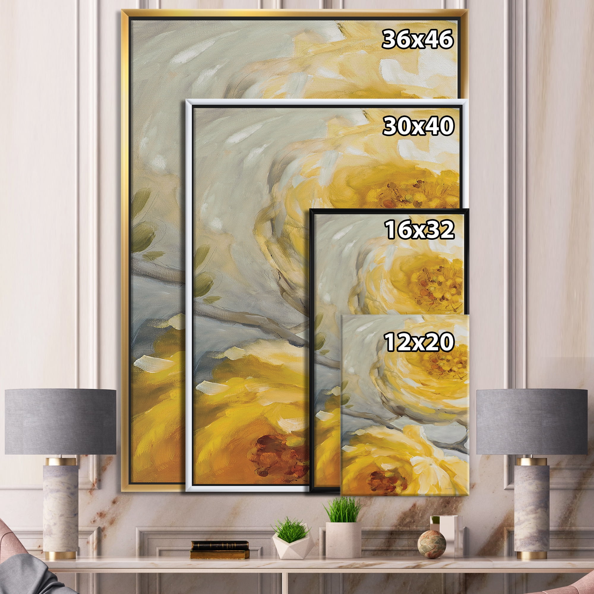 Designart ' Sunshine Yellow Flower III ' Floral Framed Canvas