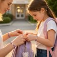 thumbnail image 3 of Parent Child Matching Heart Bracelets with Greeting Card, Purple Woven Wristband Set for First Day of School, 3 of 6