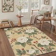 thumbnail image 3 of 5x7 Washable Rugs for Living Room, Non Slip Low Pile Area Rugs with Floral Print Pattern, Light Weight Indoor Throw Rug for Bedroom Floor Decor, Peony Blossom, Butter Cream, 3 of 5