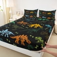 thumbnail image 5 of Erosebridal Colorful Dinosaur Full Size Sheets for Kids, Black Bed Sheets, 4pcs (1 Flat Sheet, 1 Fitted Sheet and 2 Pillowcases), 5 of 6