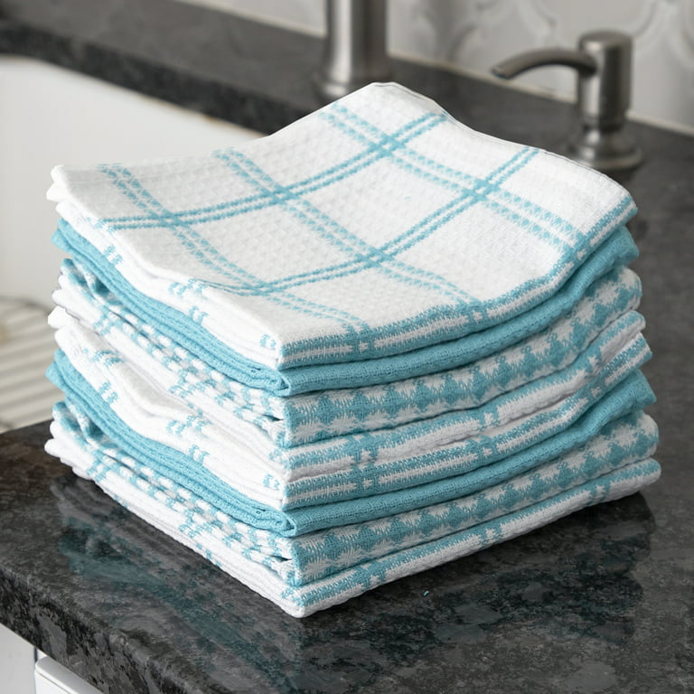 T-FAL Coordinating Flat Waffle Weave Dish Cloth Set, 94867 - Breeze - 100%  Pure Cotton - 8Pk - 12 in. x 13 in.