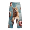 thumbnail image 3 of Lsque Floating Cat And Donuts Print Women's Pajama Pants, Lounge Pant - Comfortable Home Wear,Elastic Waistband, Stylish Design-Small, 3 of 9