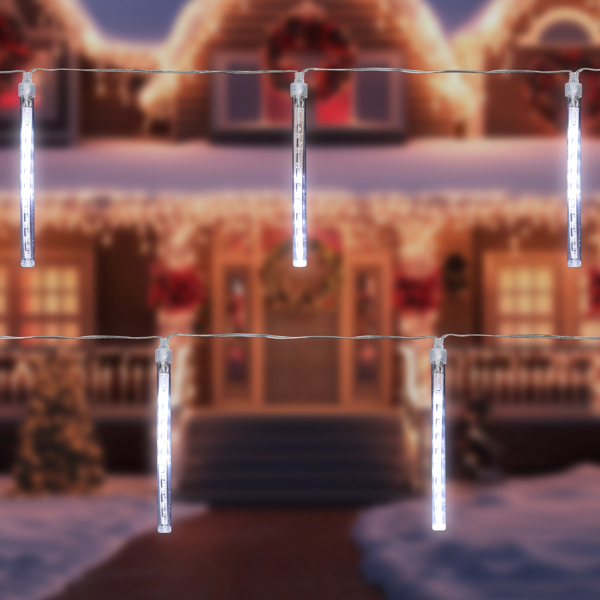 Northlight LED Dripping Icicle Christmas Tube Lights  - White - 14.25' Clear Wire - 10ct