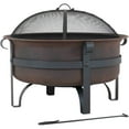 thumbnail image 3 of Sunnydaze 29" Round Wood-Burning Bronze Finish Steel Fire Pit Bowl with Spark Screen and Poker, 3 of 11