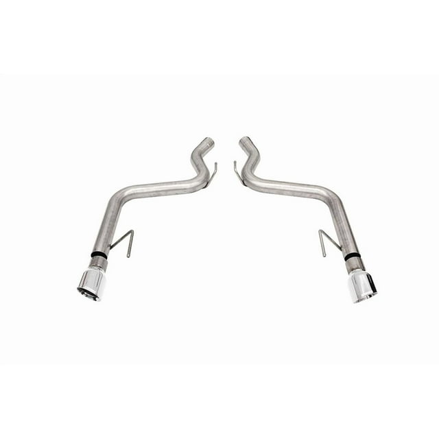 Fits 2015-2017 Ford Mustang Corsa Performance Exhaust System Kit 21086 Track Axle-Back System; Stainless Steel; Without Muffler; 3 Inch Pipe Diameter; Dual Exhaust With Dual Exit; Rear Exit