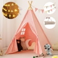thumbnail image 2 of Tienda de campaña en forma de tipi RONGFA para niños portátil para niños, color rosa, 2 of 7