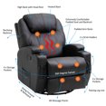 thumbnail image 6 of OnlineGymShop Massaging Recliner Lounge Chair with PU Leather and Cup Holders, Black, 6 of 9