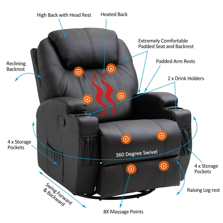 Orren Ellis Faux Leather Recliner Heated Massage Chair With