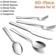 thumbnail image 2 of 60-Piece Silverware Set, E-far Stainless Steel Flatware Set Service for 12, Tableware Cutlery Set for Home Restaurant Party, Dinner Forks/Spoons/Knives, Square Edge & Mirror Polished, Dishwasher Safe, 2 of 7