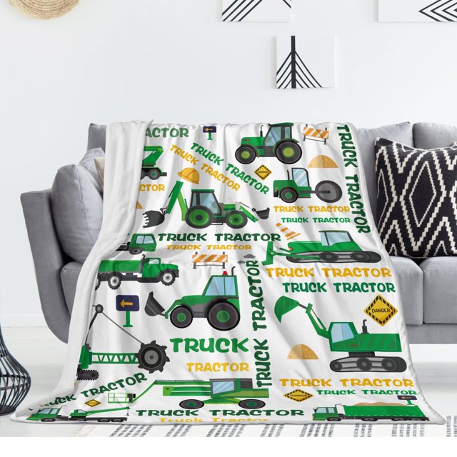 Cartoon Car Tractor Digital Printing Blanket Flannel Blanket Student Dormitory Blanket