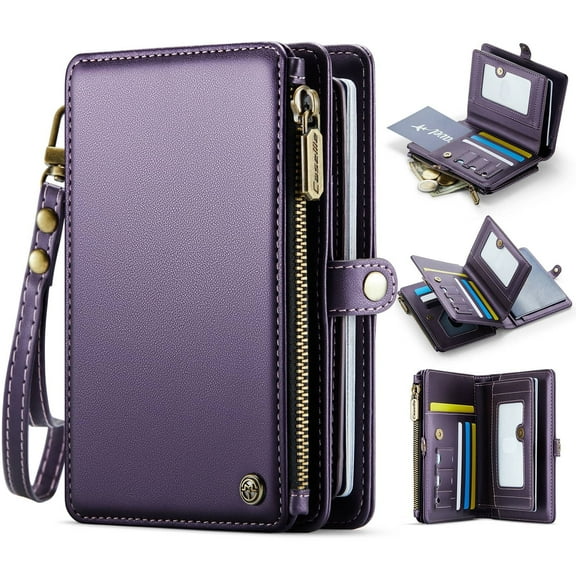 Passport Holder for Travel, Passport Case Wallet With Strap Wristlet and Zipper Wallet for Men Women Gold