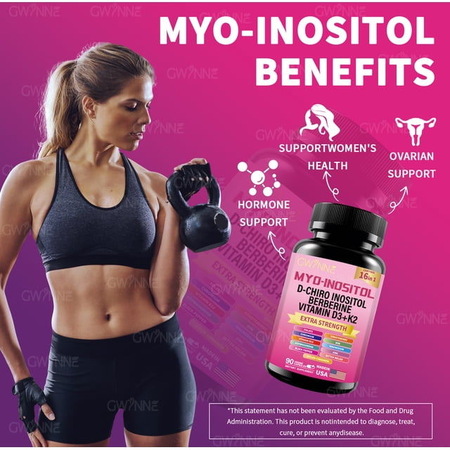 GWYNNE-Cápsulas de inositol,Contiene glicinato de magnesio, vitamina B12 y vitamina K2.