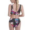 thumbnail image 3 of Picia Cat Icecream Women's High Waisted Bikini Scoop Neck Swimsuit Two Pieces Bathing Suit-Small, 3 of 8