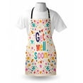thumbnail image 3 of Quote Apron Get Well Soon Inspirational Positive Message Wish Cartoon Flowers Cheerful Figures, Unisex Kitchen Bib Apron with Adjustable Neck for Cooking Baking Gardening, Multicolor, by Ambesonne, 3 of 3