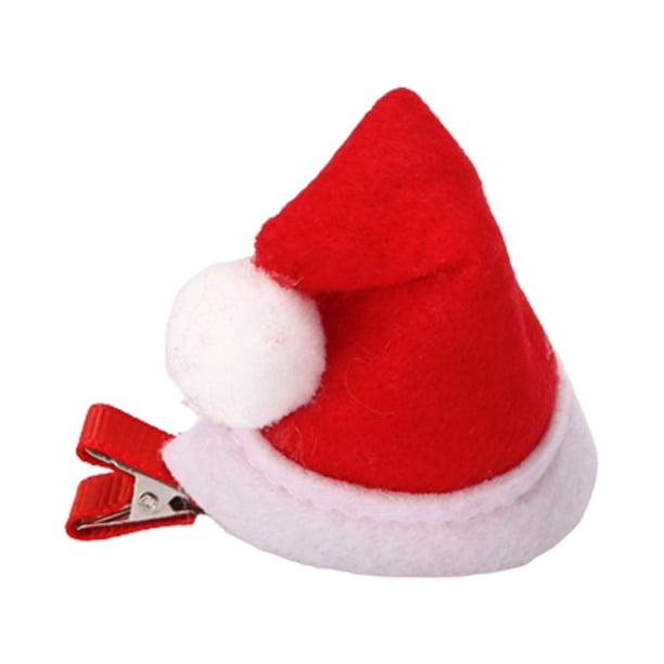 Monstrate Clip de pelo de Navidad Sombrero de Navidad rojo Barrette Horquillas Forma Bobby Pin Accesorios de estilo Fiesta de año nuevo Regalos Kits de decoración para fiestas Sombrero plegable