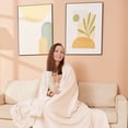 thumbnail image 3 of Mellowdy Plush Blanket - 320GSM Twin/Full Blanket for Couch, Bed (Pearled Ivory, 60x80 inches), 3 of 7
