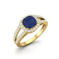 thumbnail image 2 of 1.67 Cts Cushion Blue Sapphire 925 Sterling Silver Gold Vermeil Solitaire Accent Mother's Day Gift Ring, 2 of 3