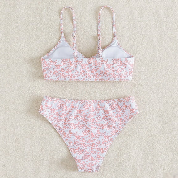 Edvintorg Girls Swimwear 2025 Summer Floral Print Two Piece Bathing Suit Bikini Sets Swimsuit Kids 8-14Years Children Swimwear for Girl