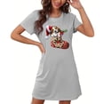 thumbnail image 4 of Sakmal Robe de Nuit Surdimensionnée pour Femmes Gris Nuage de Noël Extensible Vêtement de Nuit Manches Courtes Col Rond Court Bas de Noël Imprimé Chemises de Nuit P-2TG, 4 of 5