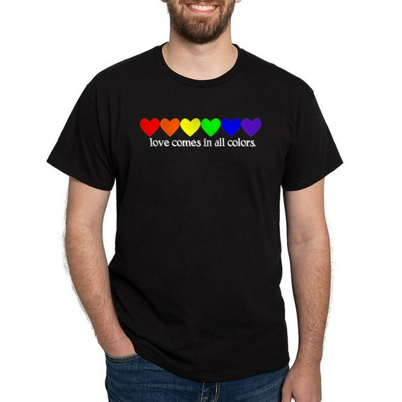 CafePress - Love Rainbow Dark T Shirt - Men's Classic Graphic Cotton T-Shirt