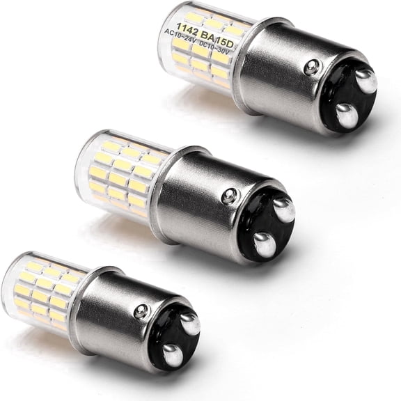 Alide 12V BA15D LED Bright White 6000K, 3W DC Bayonet Bulb Double Contact for RV Camper Trailer Boat Interior Marine Lights,3 pack