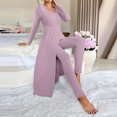 thumbnail image 5 of Pincandy Women's Solid Color Pajama Set - Crew Neck Long Sleeve Top & Pants, Casual & Comfortable for Homewear, 5 of 5