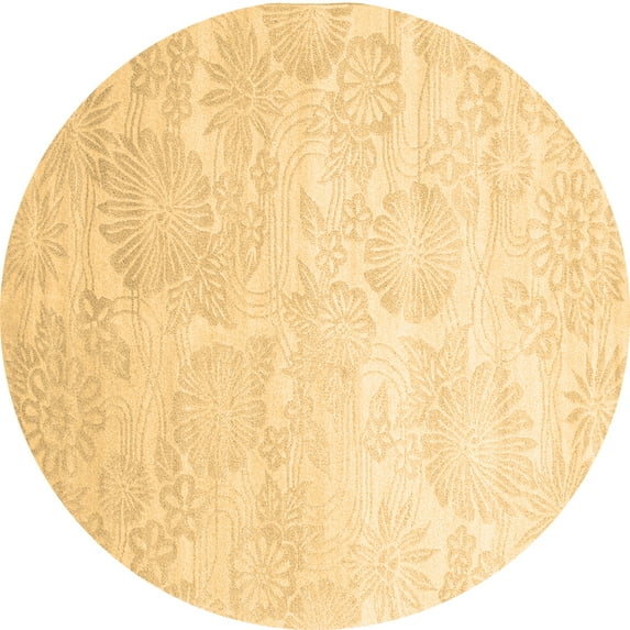 Ahgly Company Indoor Round Abstract Brown Contemporary Area Rugs, 6' Round