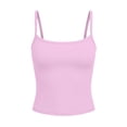 thumbnail image 6 of Tank Tops with Built in Bras Padded Summer Spaghetti Strap Sleeveless Cami Undershirts Fitted Basic Workout Shirts Featuring Soft Stretch Fabric Light Purple M, 6 of 7