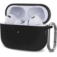 thumbnail image 2 of Soft Silicone Case for Airpods Pro 2 Shockproof Waterproof with Mini Carabiner (Black), 2 of 3