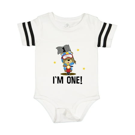 

Inktastic First Birthday Motorcycle Bear Boys Gift Baby Boy Bodysuit